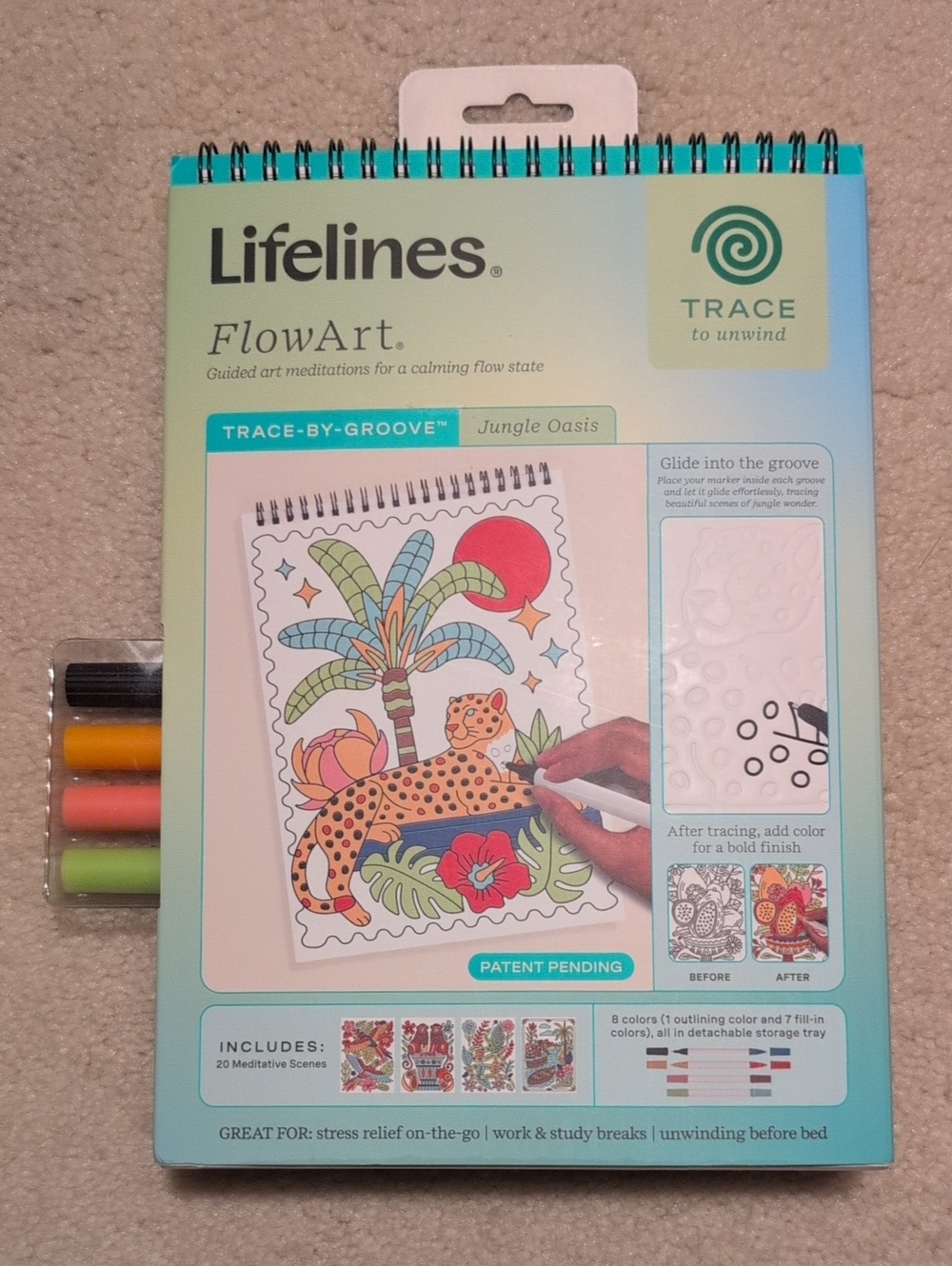 Trace-by-groove FlowArt Coloring Book